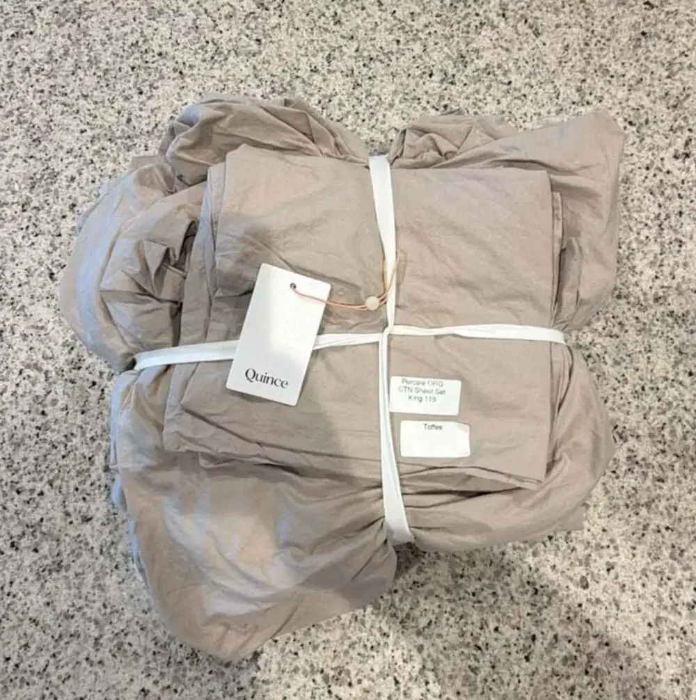 Quince Organic Crisp Percale Sheet Set King Toffee OUT OF STOCK ONLINE
